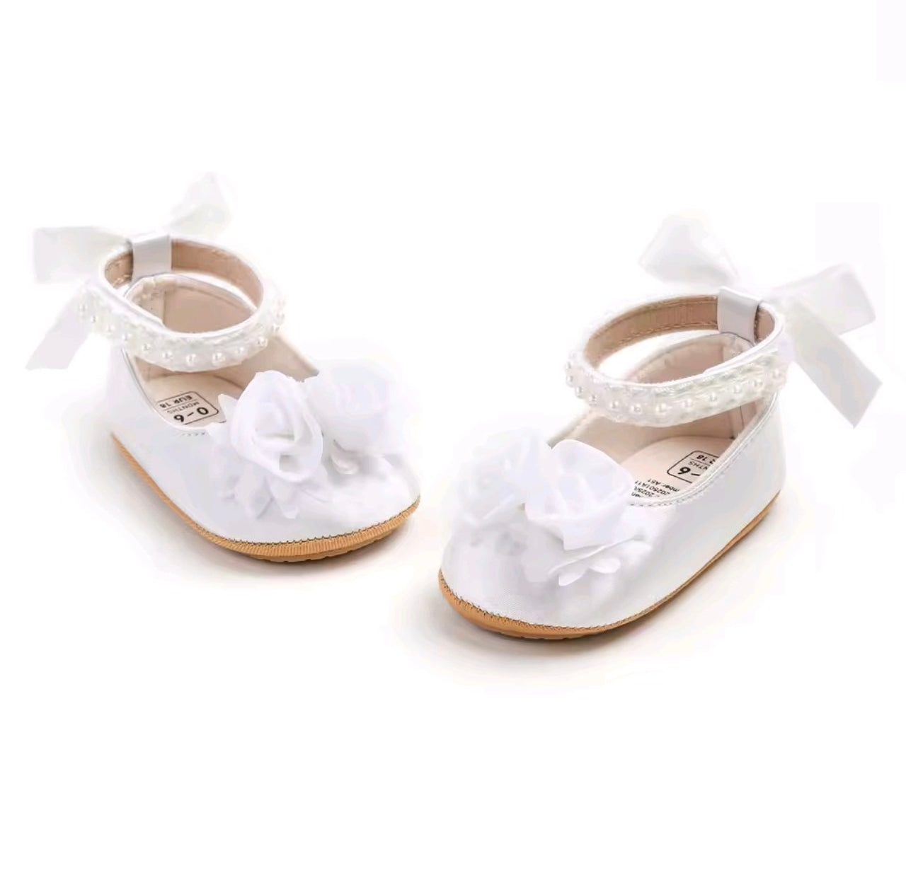 Zapatos bailarinas flor blanco perla